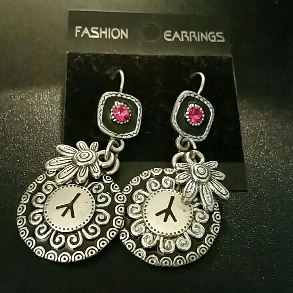 Peace Earrings  w/ red stones